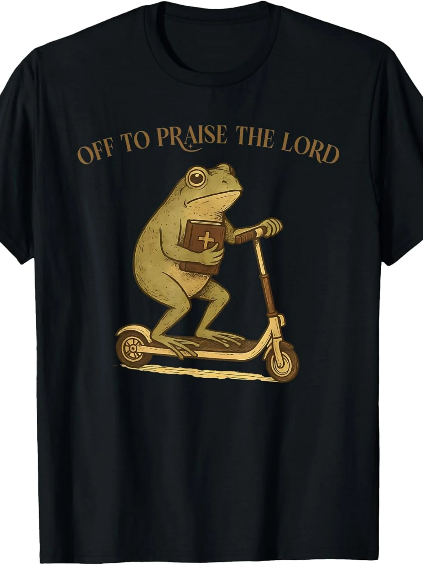 Off to Praise The Lord Funny Christian Meme Frog Humor T Shirtfashion Boutique T Shirt Casual WearPattern Print Crew Neck T Shirt Gift