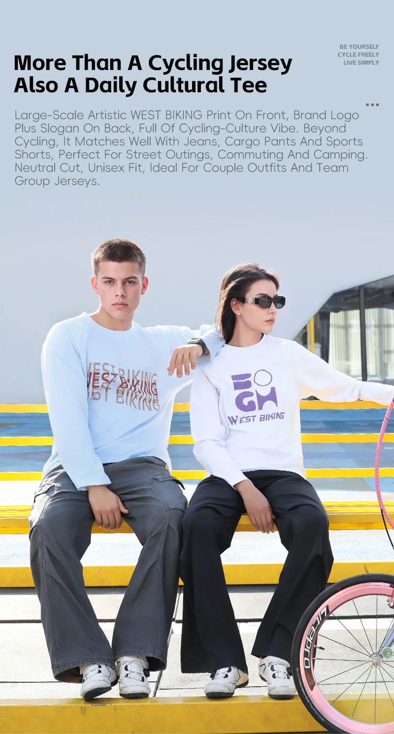 WEST BIKING Herren-Radtrikot mit langen Ärmeln, Frühling/Herbst, schnelltrocknend, Unisex-T-Shirt, lässiges Sportoberteil für Pendler, Laufen und andere Sportarten. – Detail 12