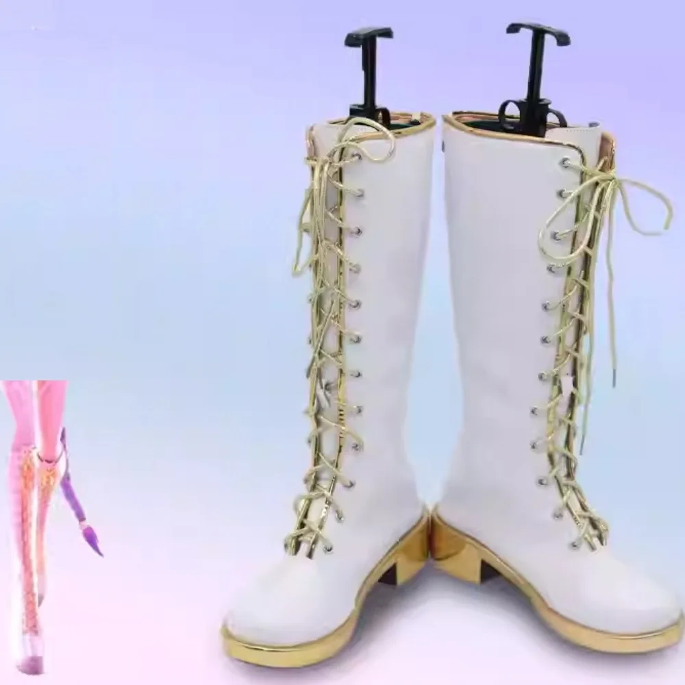 

Anime Movie KPOP Demon Hunters Rumi Cosplay Shoes Boots Huntrix White Long Boot for Women Men Halloween Carnival Party Prop