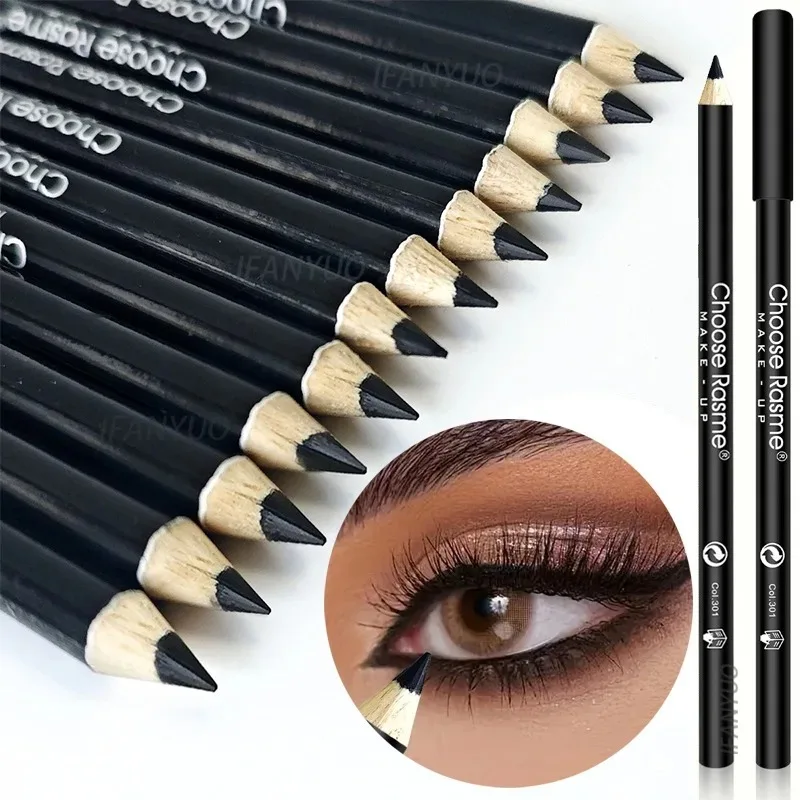 1-20Pcs Waterproof Eyeliner Pencil Long-Lasting High Pigmented Black Wooden Eyeliner Eyebrow Pen Hard Refill Smooth Eyes Makeup