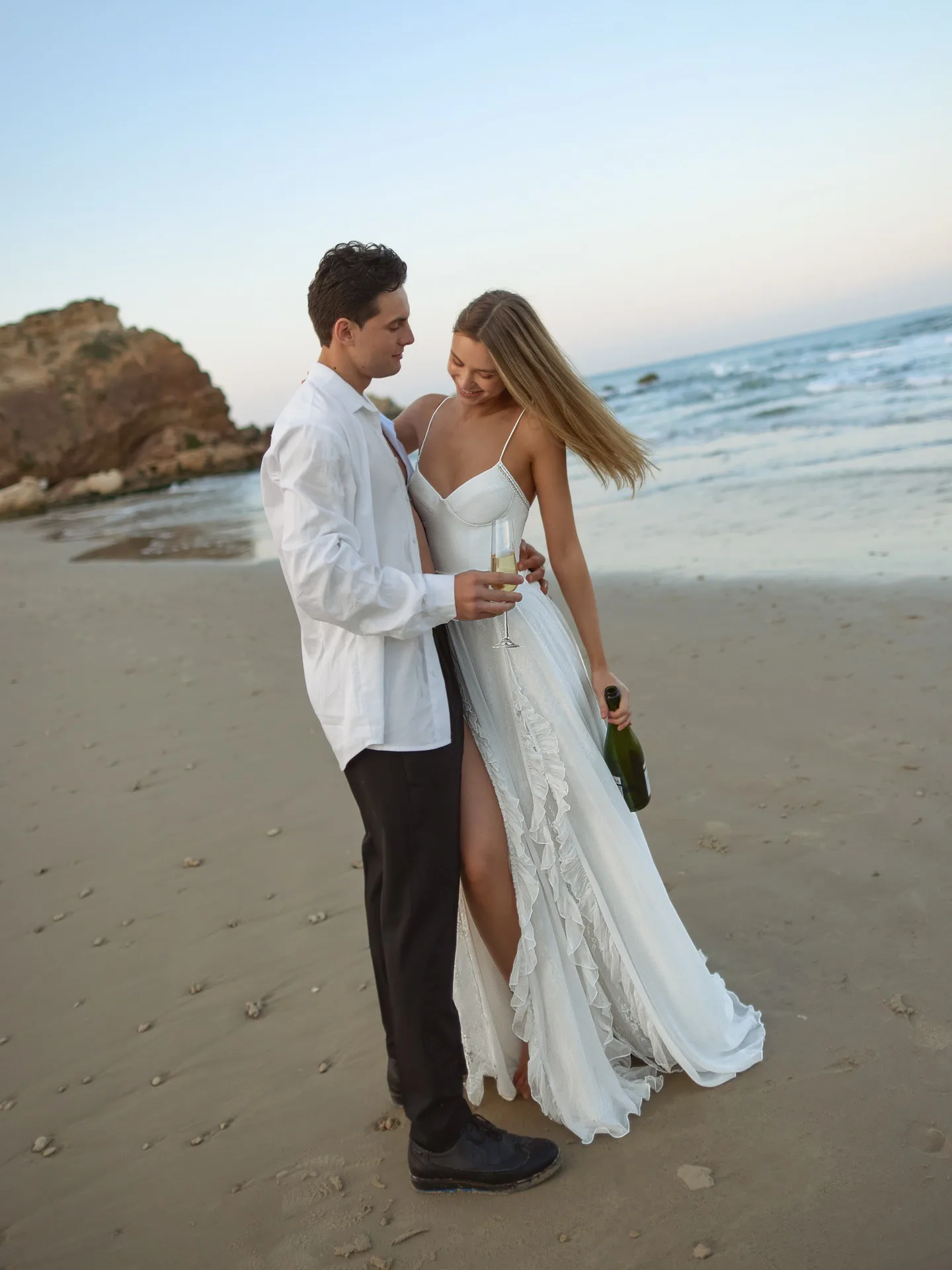 Galarity Beach Wedding Dress Spaghetti Straps Sweetheart Bride Wedding Gowns A Line Lace Slit Women‘s Bridal Dress Customizd