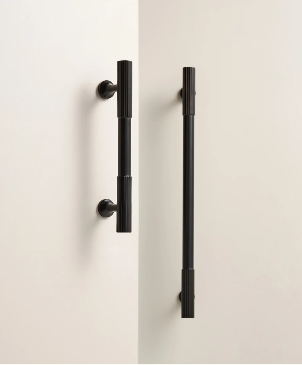 Nurlin Solid Brass Art Deco Vertical Lines Linear Kitchen Cabinet Knobs T Bars Bedroom Wardrobes Long Pull Drawer Handle