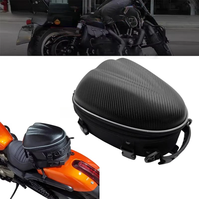 

Motorcycle Bag Large Capacity Waterproof Reflective Rear Seat Bags Carbon Fiber Pattern Moto Rainproof Saddle Bag Tail Bag Back