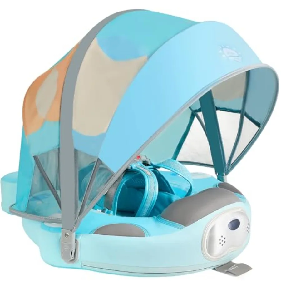 

Float with Canopy and Tail New Upgraded Non-Iatable Baby Pool Float Mambo Float Swim Trainer Solid Infant Swim Float Adjustable
