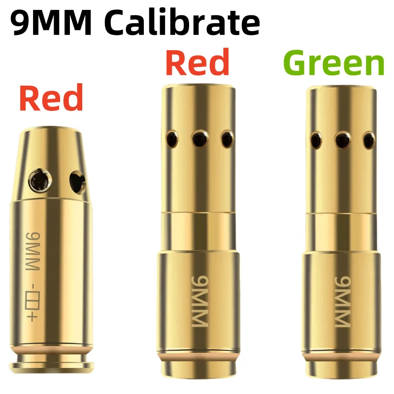 Tactical 9mm Red Green Dot Laser Boresighter Brass Bullet Rifle Scope Glock Sight Accurate Calibration Air Gun Shoot Accessory