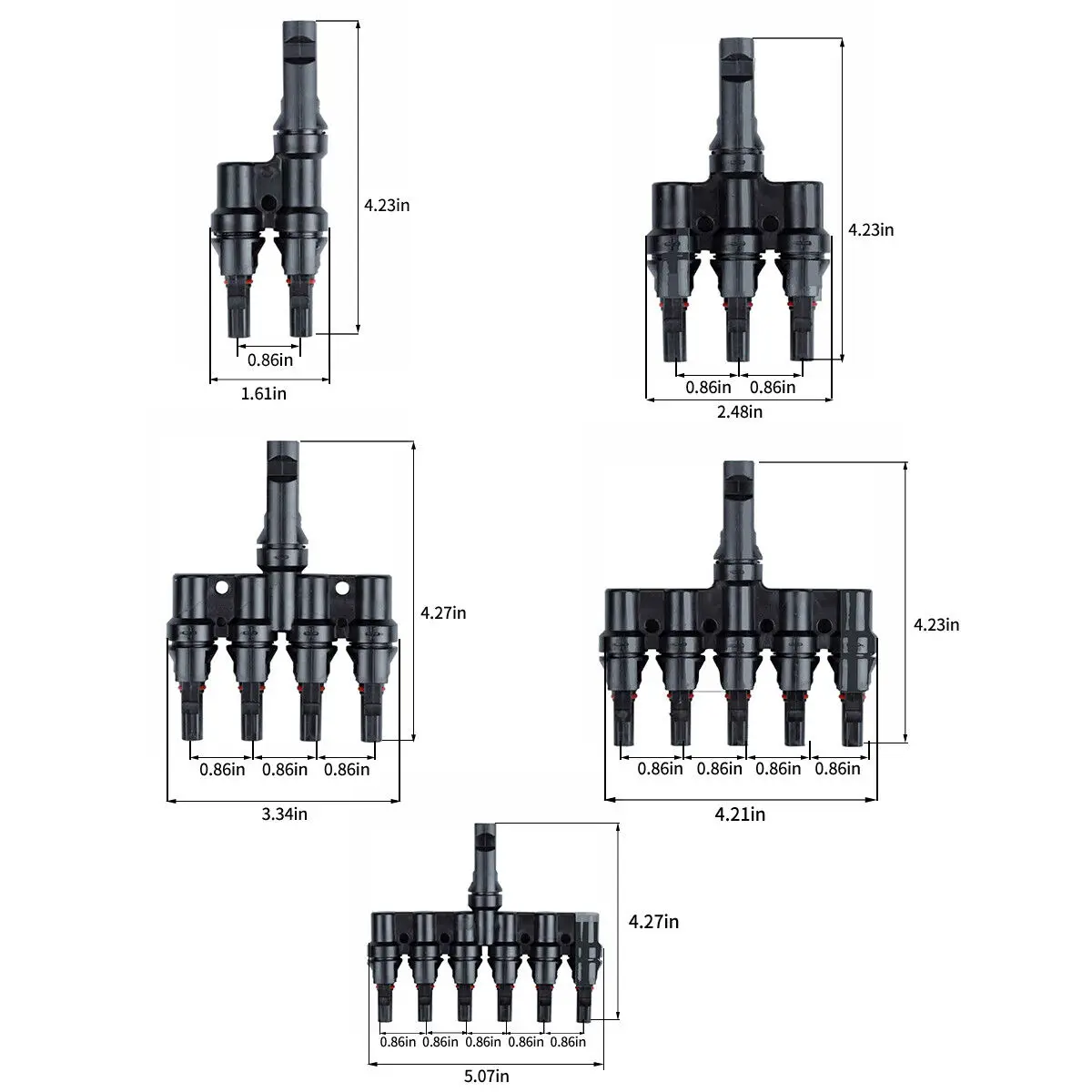 1 Pair T2/T3/T4/T5/T6 Male&Femal Branch PV Solar panel Cable Connectors 30A 1000V Electrical Photovoltaic Panel Wire Connector