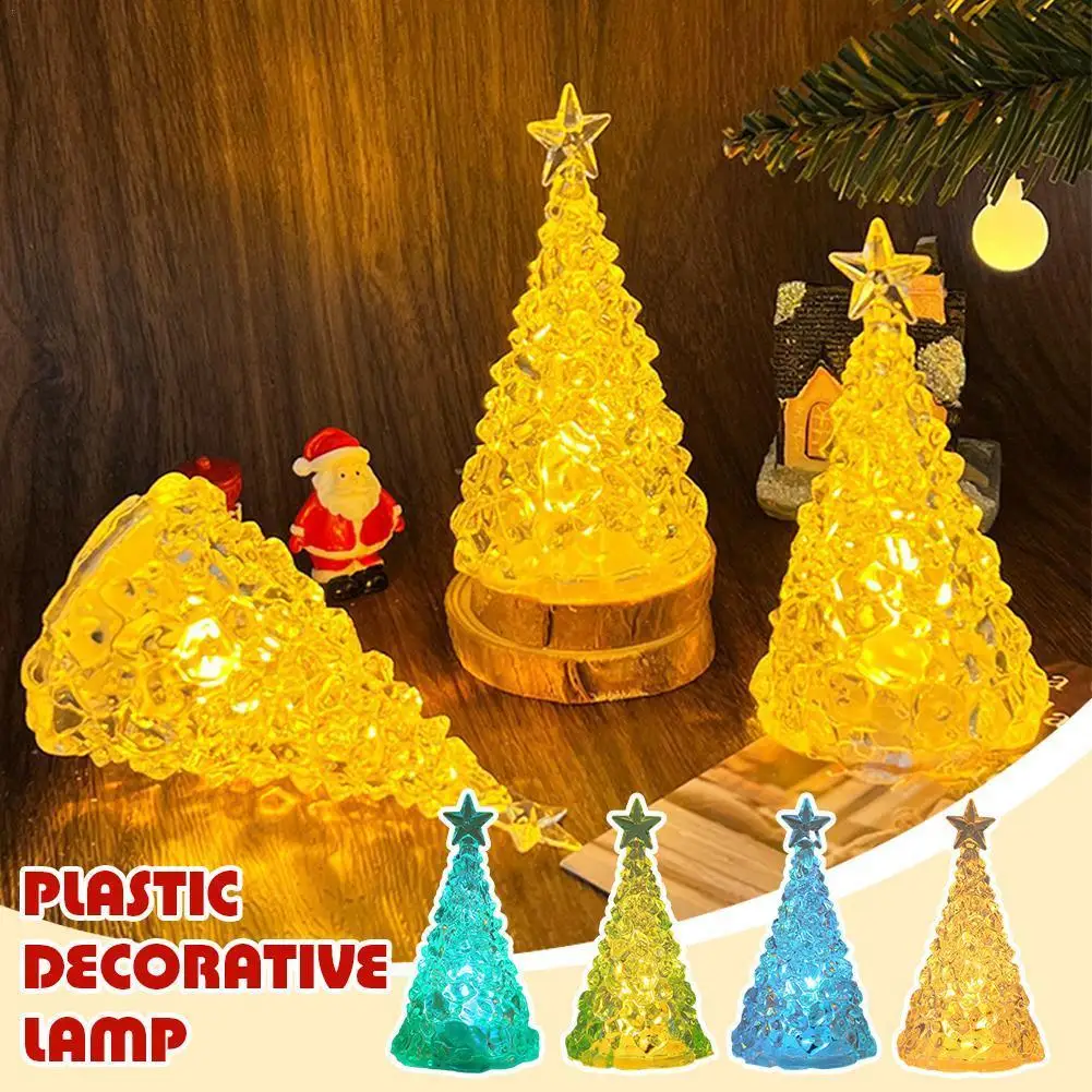 

Crystal Christmas Tree Light Warm Colorful Battery Night Light Star Bedroom Christmas Table Decoration Candle Light Gift