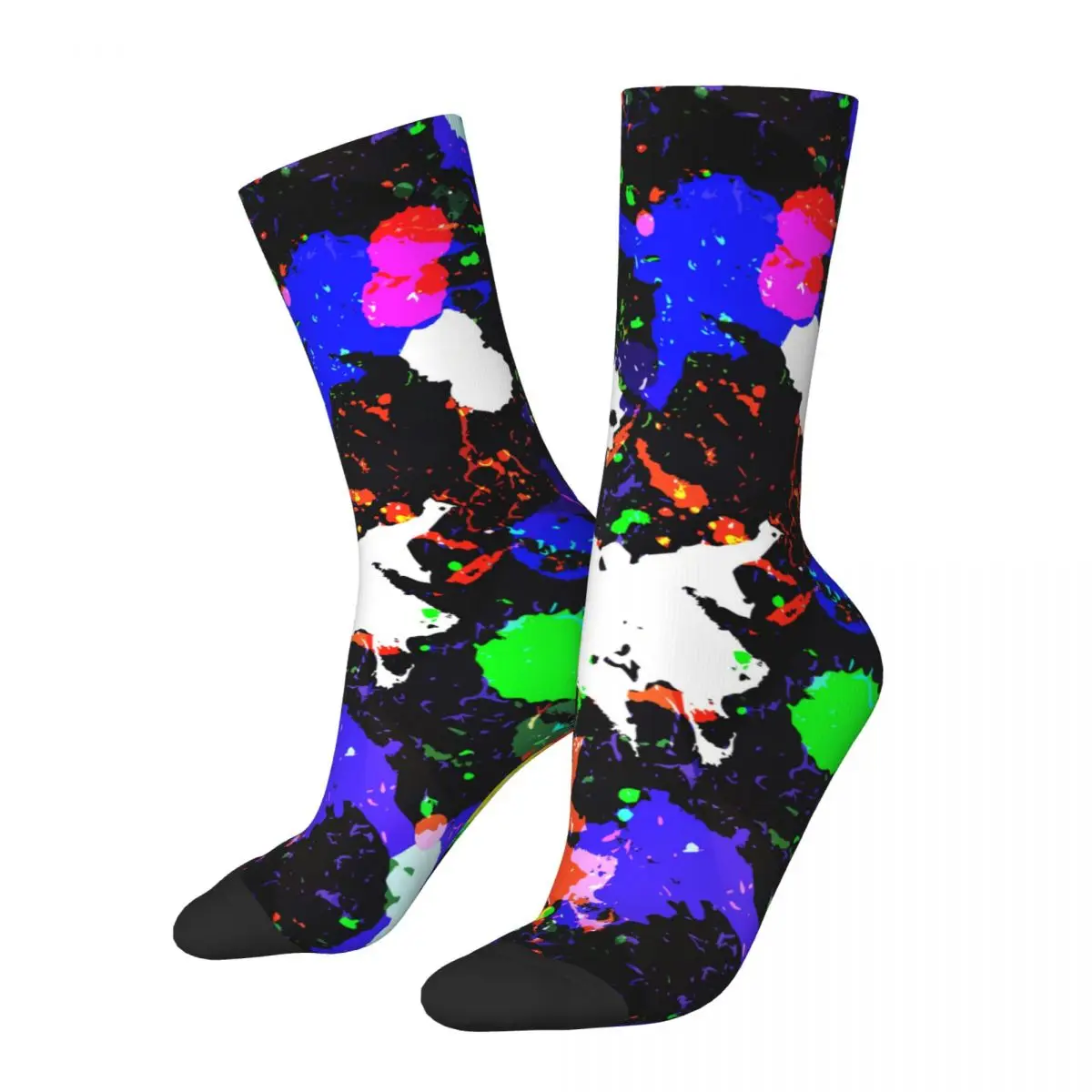 Funny Crazy Sock for Men Grunge Blots Hip Hop Harajuku Happy Pattern Printed Boys Crew Sock Casual Gift