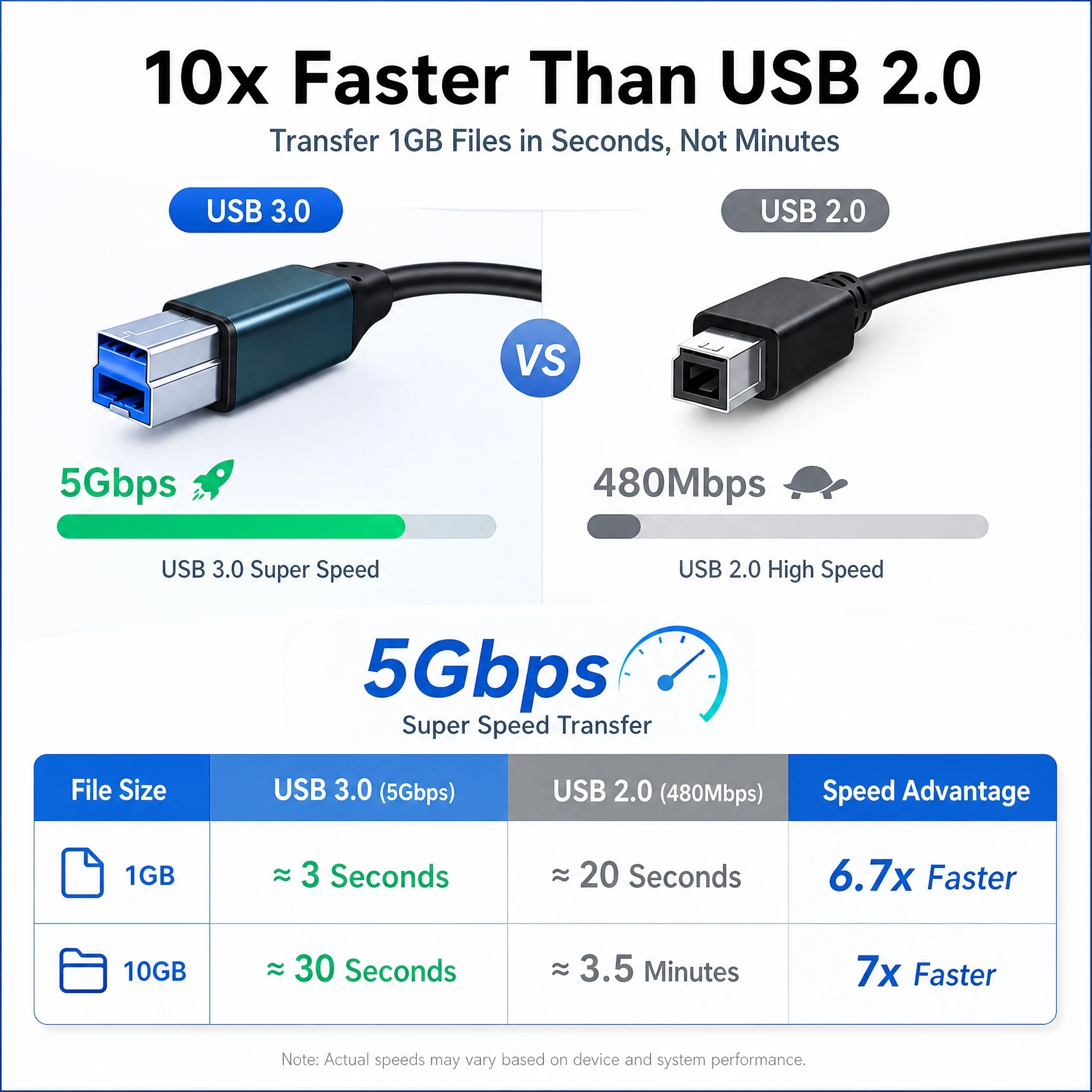 10/15/20/30M USB 3.0 Printer Cable A To B 5Gbps USB B Data Cable Extension Cable for Canon Epson Printer External Hard Drive