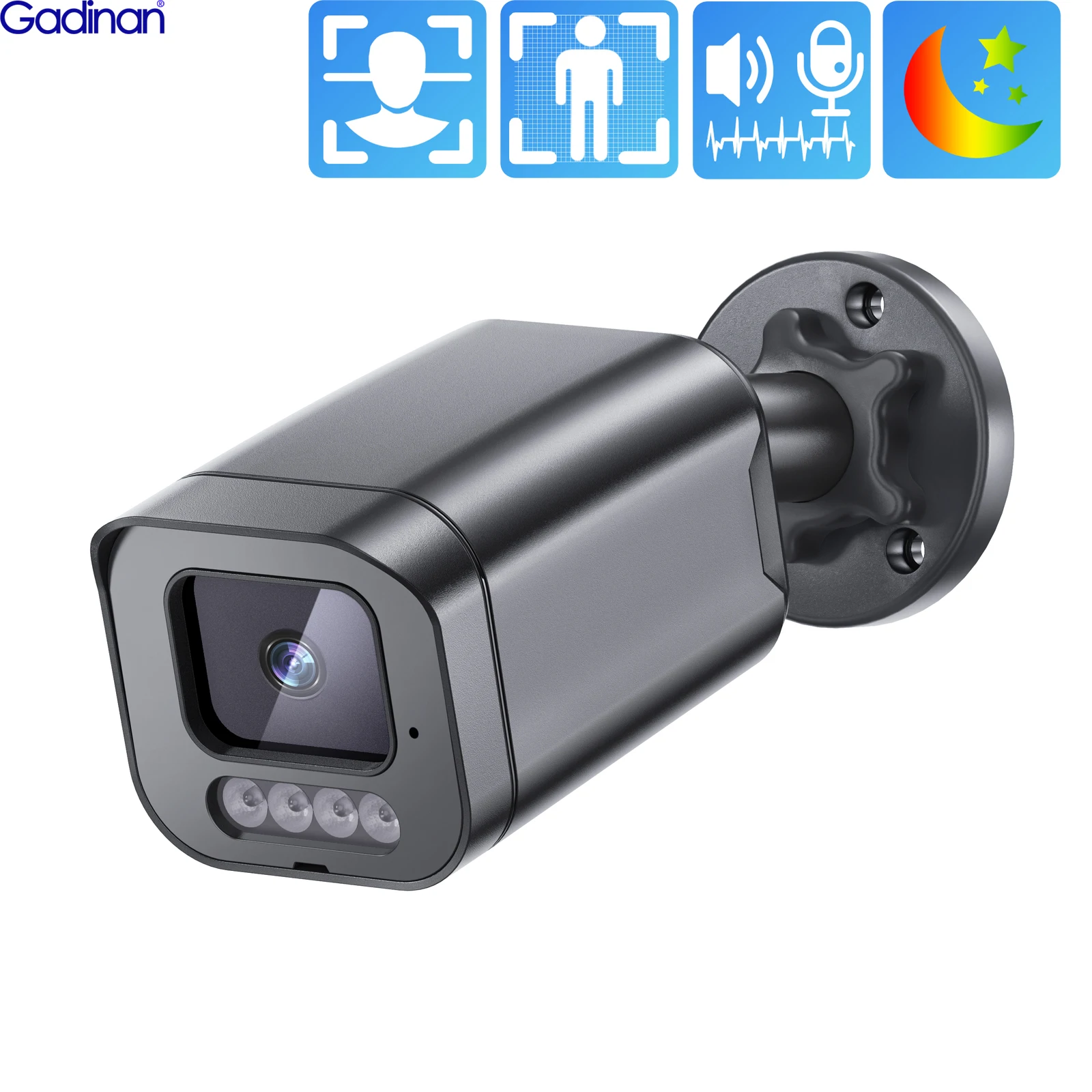 

Gadinan 8MP 4K 5MP 4MP PoE IP Camera Outdoor 2 Way Audio Colorful Night Vision IP66 Waterproof Remote Access Work with PoE NVR