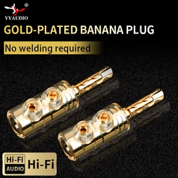 8Pcs HiFi Audio Adapter Copper Gold Plated Banana Plug Amplifier Speaker Cable Connector for AMP CD Player Speaker