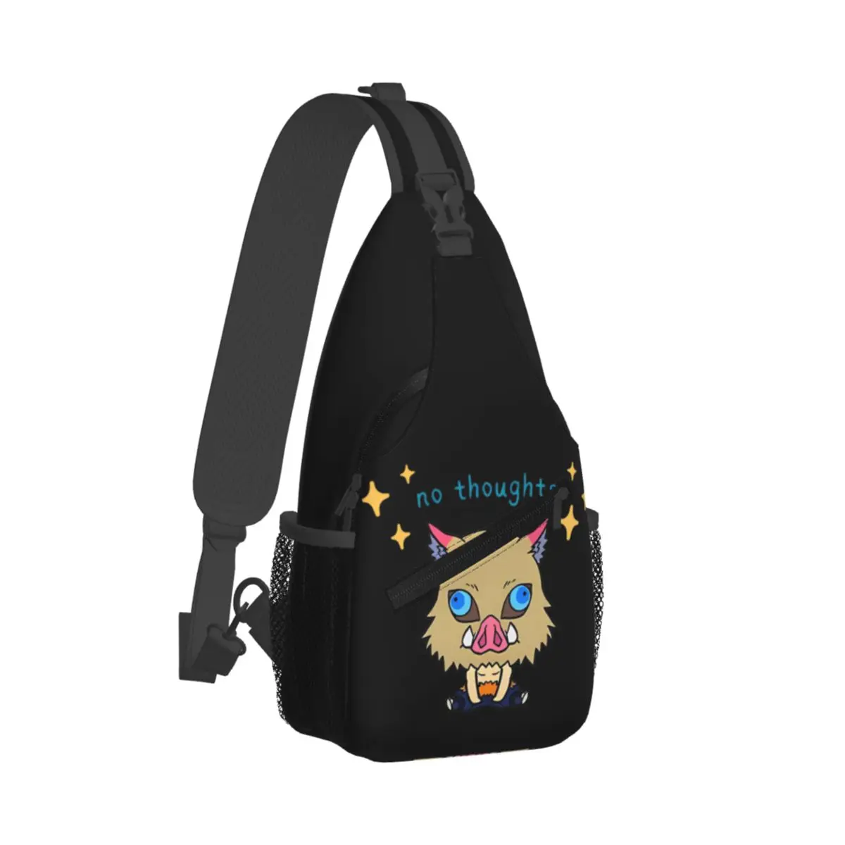 

No Thoughts Cute Boar Crossbody Sling Bags Chest Bag Demon Slayer Inosuke Shoulder Backpack Daypack for Hiking Travel Pack