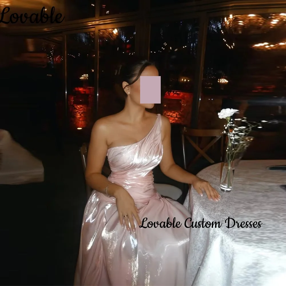 

Элегантное вечернее платье трапециевидной формы на одно плечо длиной до пола, свадебное платье с рюшами и молнией, без рукавов, Vestidos De Fie