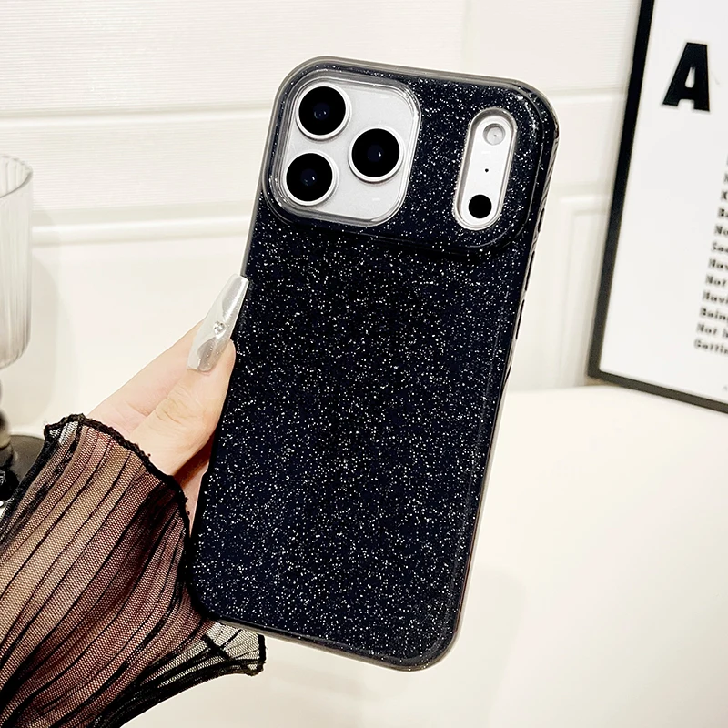 Coque de téléphone à paillettes scintillantes, étui populaire pour iPhone 17 Pro Max 16e 15 14 Plus 13 12 11 Air, coque arrière brillante antichoc