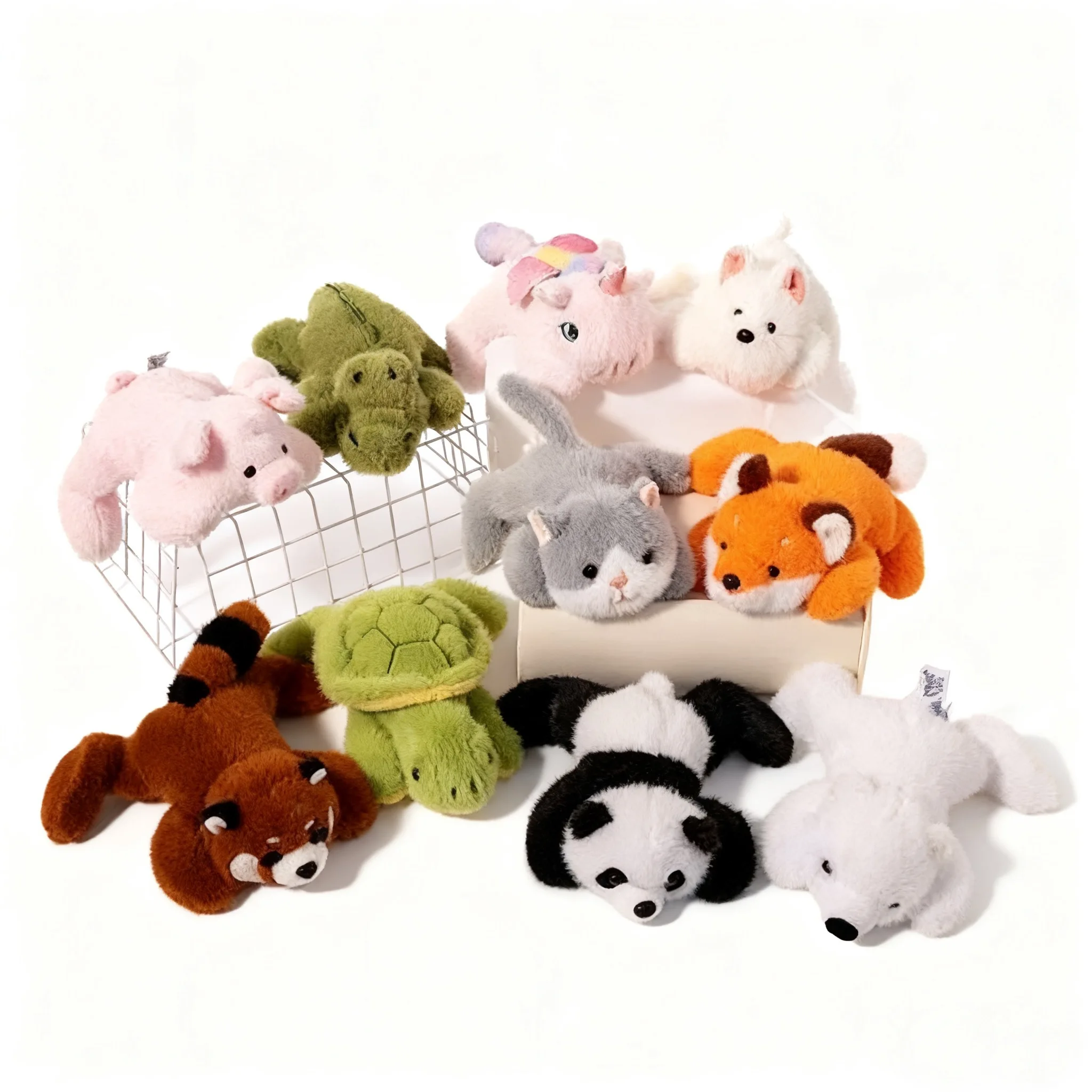 

18cm Cartoon Lying Stuffed Animal Cute Horse Duck Cow Frog Plushies Kawaii Office Companion Plush Doll