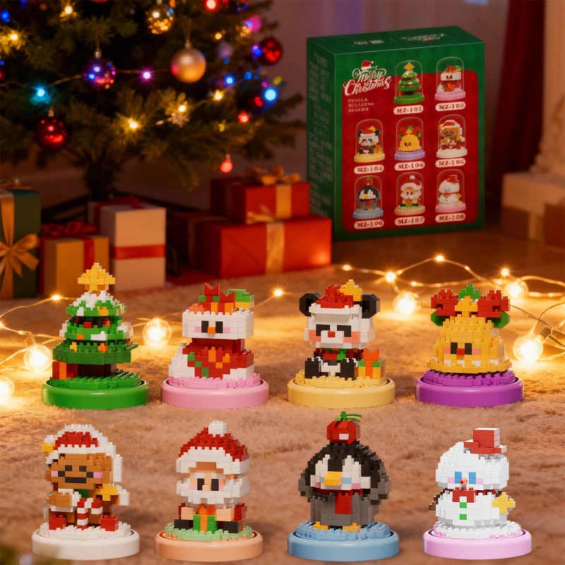 

Рождественский пряничный человечек, маленький пингвин, снеговик, строительные блоки, декоративные украшения, игрушки, модель ручной сборки, Рождественский подарок