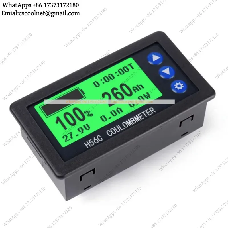 JS02 H56C DC 9-100V 200A Battery Monitor Hall Coulomb Meter Lithium Lead-Acid Capacity LCD Display