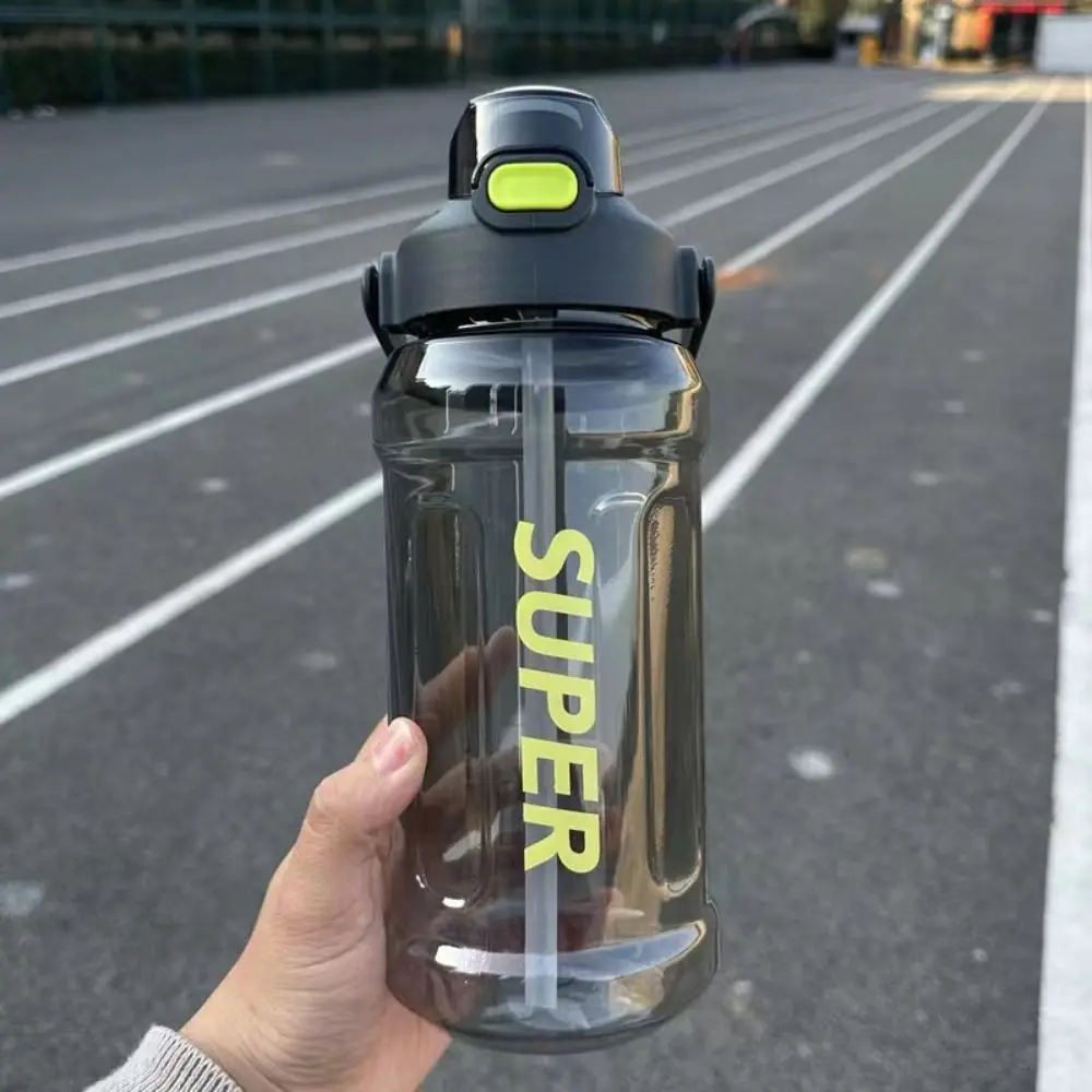 

With Straw Sports Kettle with Straw Graduated Large Capacity Water Cup with Straw Leakproof Portable Fitness Water Bottle