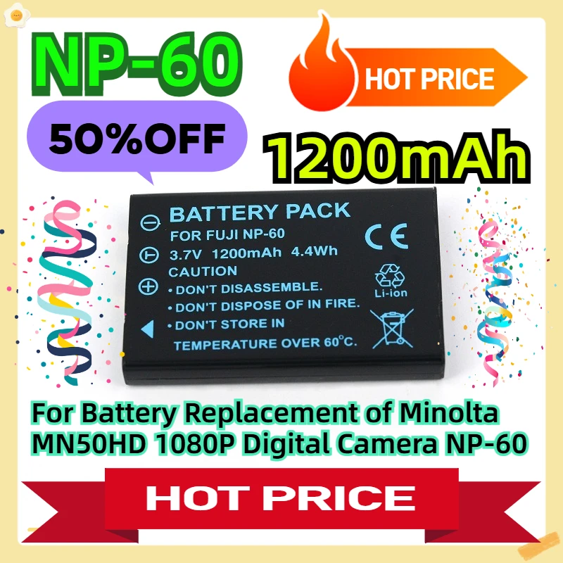 

For Battery Replacement of Minolta MN50HD 1080P Digital Camera NP-60