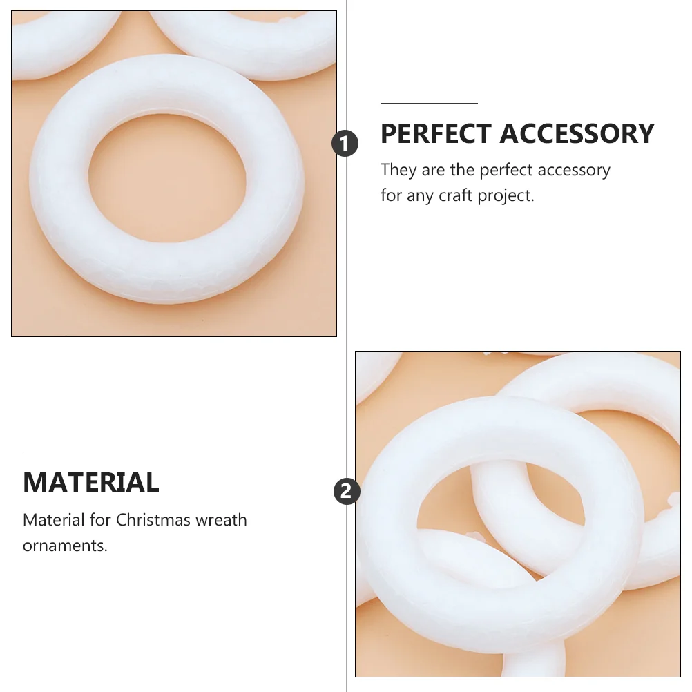 12 Pcs Foam Christmas Wreath Ornament Materials DIY Decorations Round Ring Small Circle Ornaments Craft Circles Making Eps