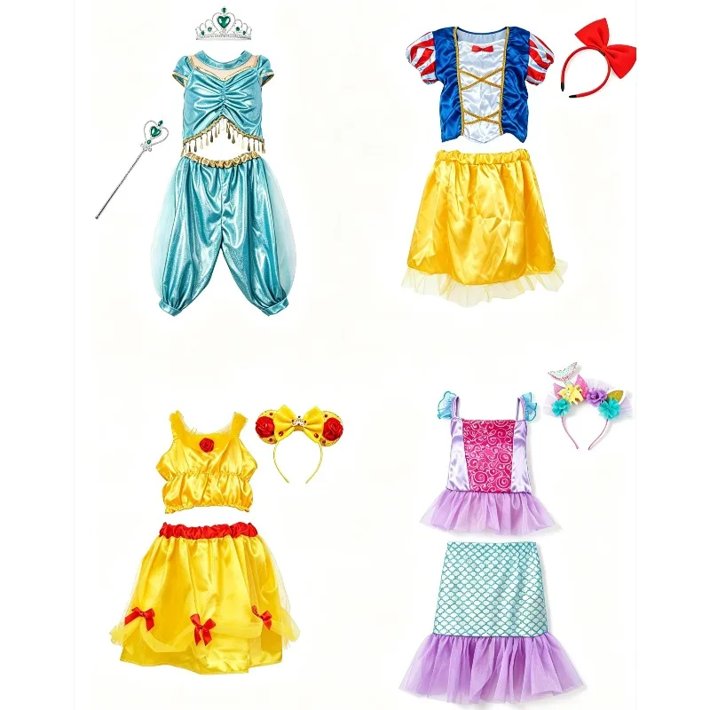 Princess Tutu Dress Gift Kit for Girls Halloween Soft Tulle Skirt Glitter Magic Stick Small Hand Purse Decorative Hair Accessory