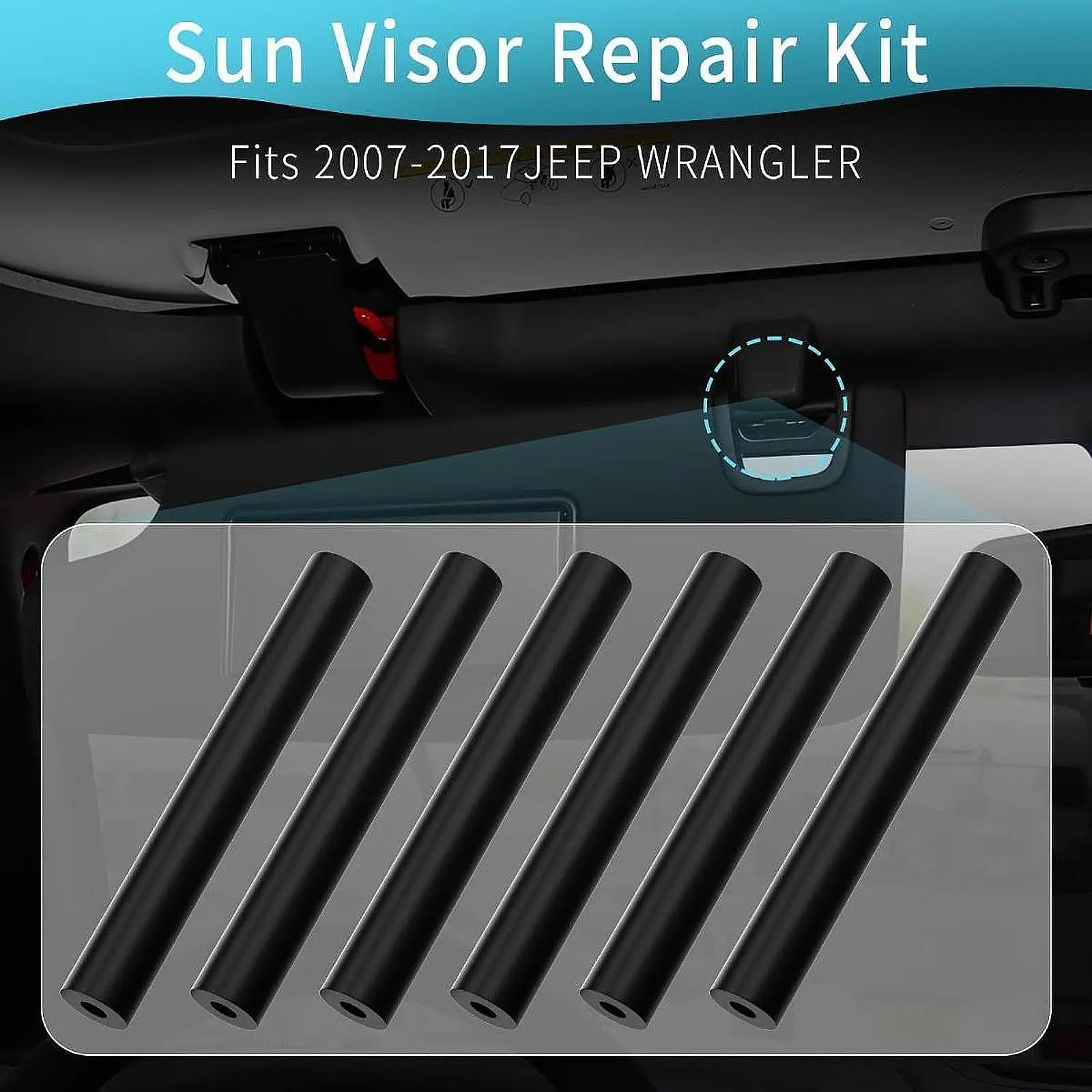 6 Pieces Car Sun Visor Repair Kit Replace Portable Professional Spare Parts Driver Passenger Side for Jeep Wrangler JK Jku