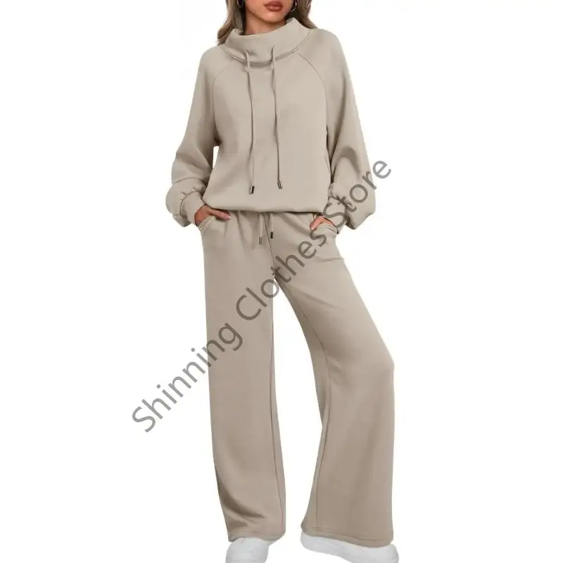 

M68A комплекты для отдыха для женщин, спортивные костюмы, комплект из 2 предметов, осенний свитшот на шнурке, широкие спортивные