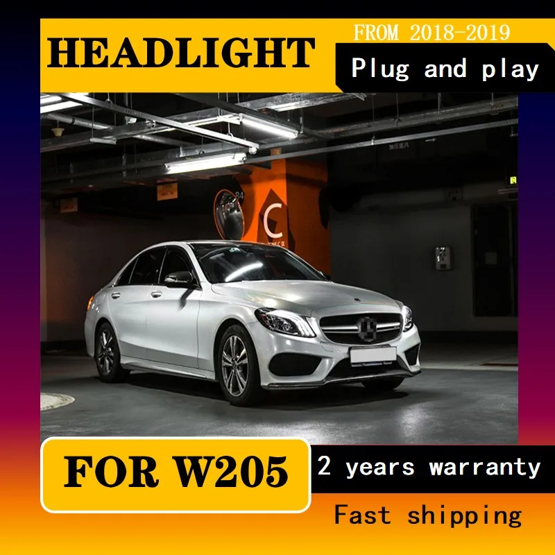 Car Styling for W205 C Class 2014-2021 Auto Headlight Assembly Upgrade Maybach Design Dynamic Signal Lamp Tool Accessories