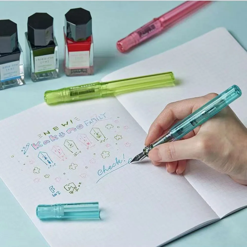 Pilot Kakuno – stylo à plume Smiley de couleur transparente, pointe de stylo Standard esthétique F & M, papeterie d'écriture de calligraphie familiale Kawaii