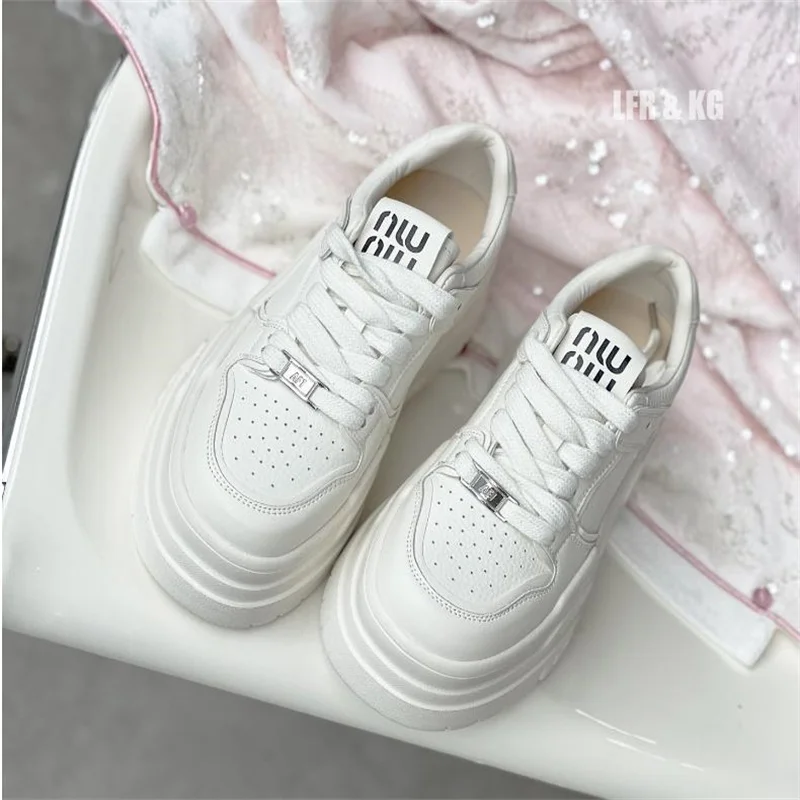 7cm Women Chunky dermis Sneakers Designer Dad Shoes Platform white Leather Shoes Autumn Breathable Casual Vulcanized shoes 35 40