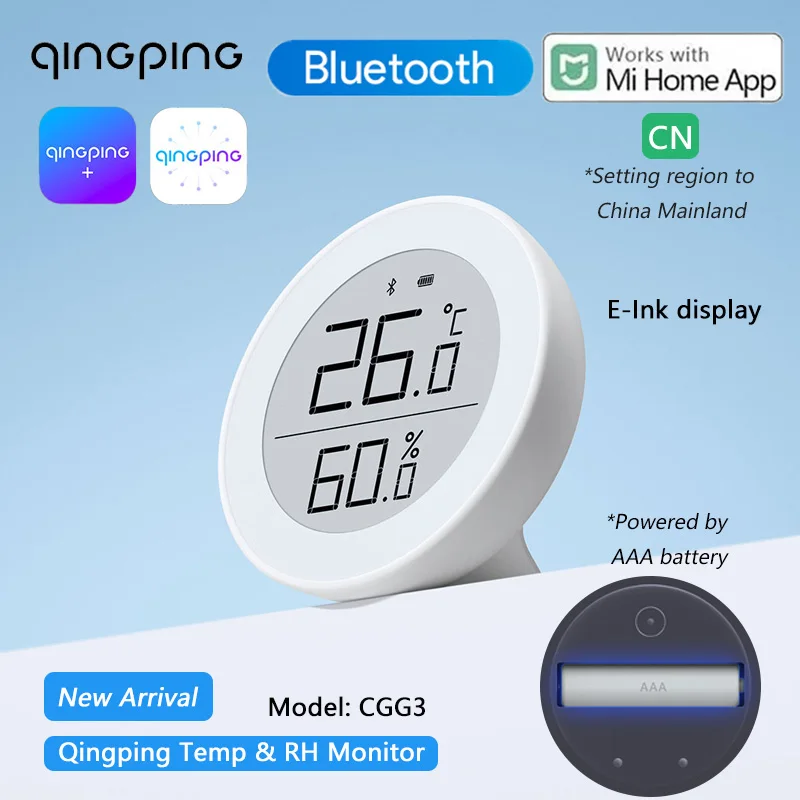 Qingping Smart Home Bluetooth Temperature and Humidity Meter M version Indoor Electronic Sensor Temperature Gauge work for Mijia