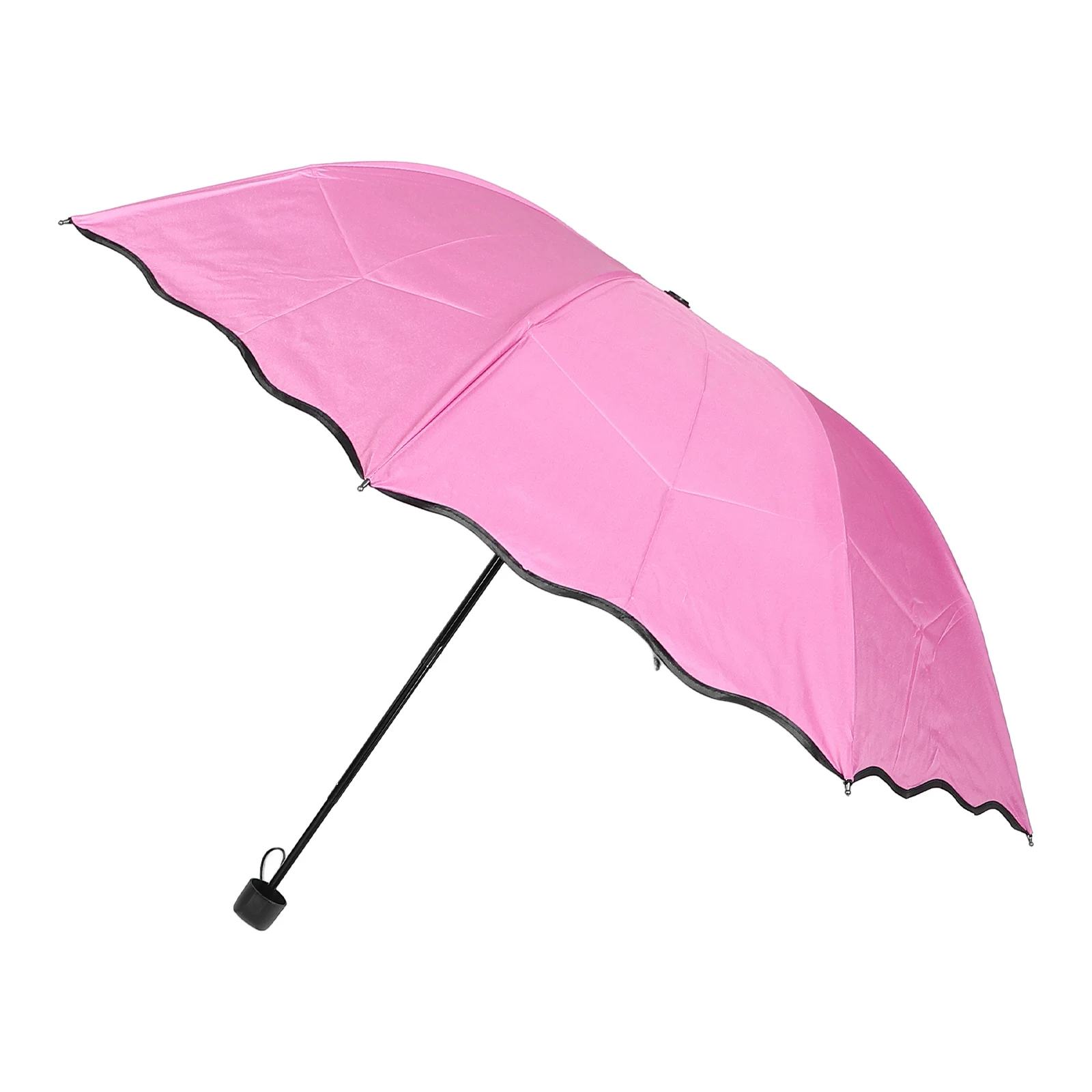 

Water Activated Blooming Umbrella Pink Korean Black Coating Uv Protection Foldable Compact Travel Rain Sun Parasol For Women