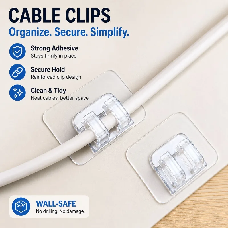 Support de fixation de câble, organisateur de fils, pince de fixation pour câble de données, clip adhésif mural sans perçage, outil de routage Ethernet