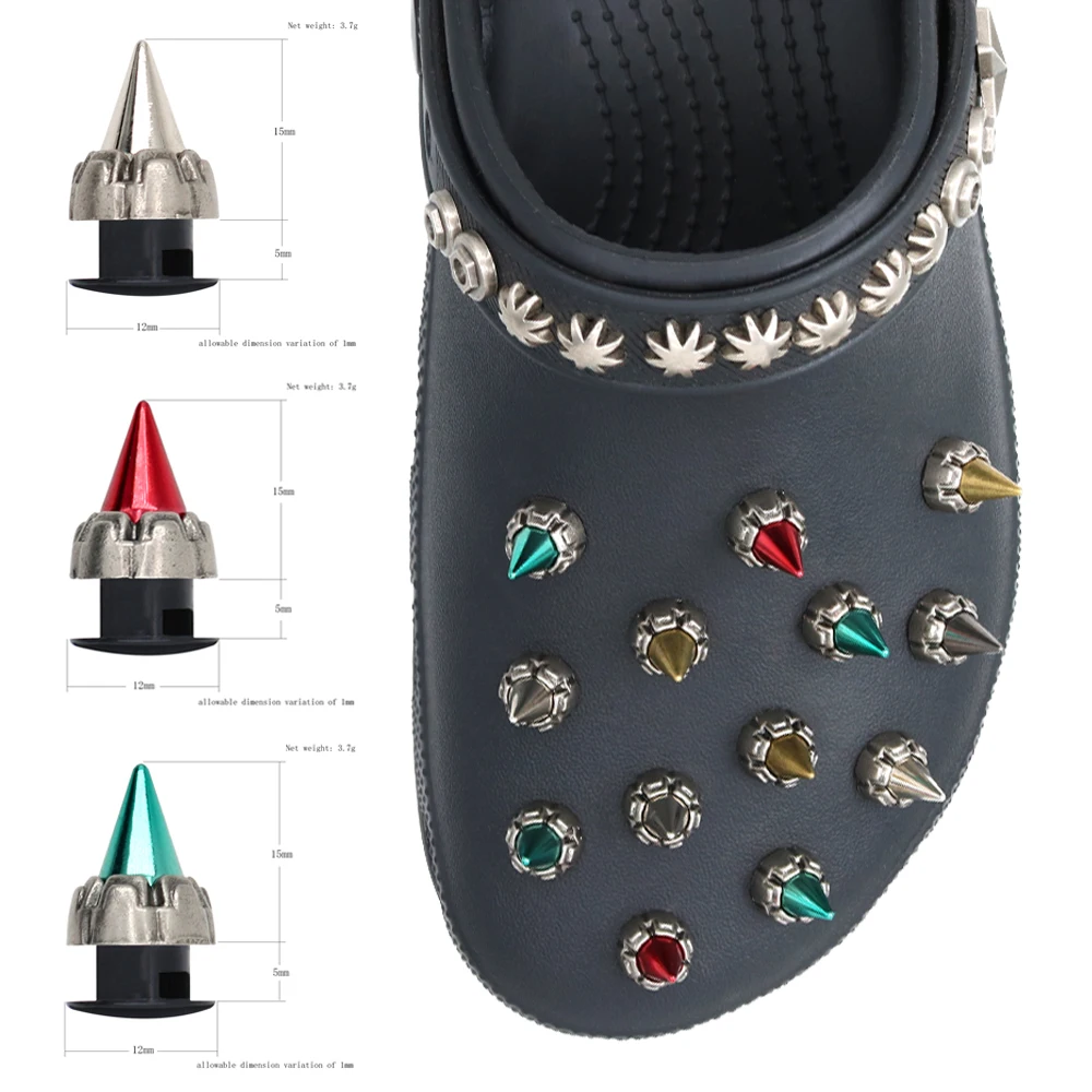

1pcs Shoe Charms Conical Shoe Decorations Sandalias De Metal Accessories Pins Buckle Hole Halloween Sandalscrocjitbi W-52