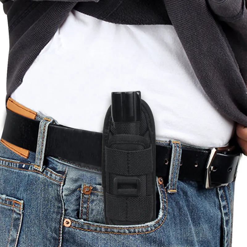 Funda para linterna táctica - 360 °   Soporte giratorio para cinturón multiposición, bolsa EDC universal para deportes militares y al aire libre