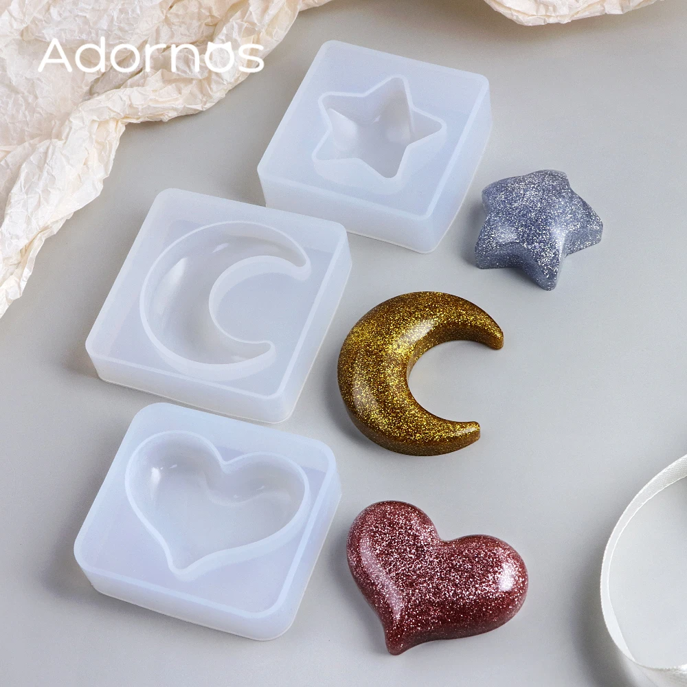 1Pc Star-Shaped Silicone Epoxy Resin Mold Moon Love Heart Design Resin Molds For Keychains Making DIY Jewelry Casting Supplies