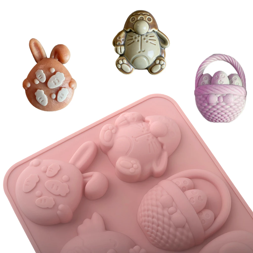 Easter Silicone Cake Mold 6-Cell Easter Elements Rabbit and Easter Egg Design Chocolate Mold Kitchen Dessert Baking Tools - view 4