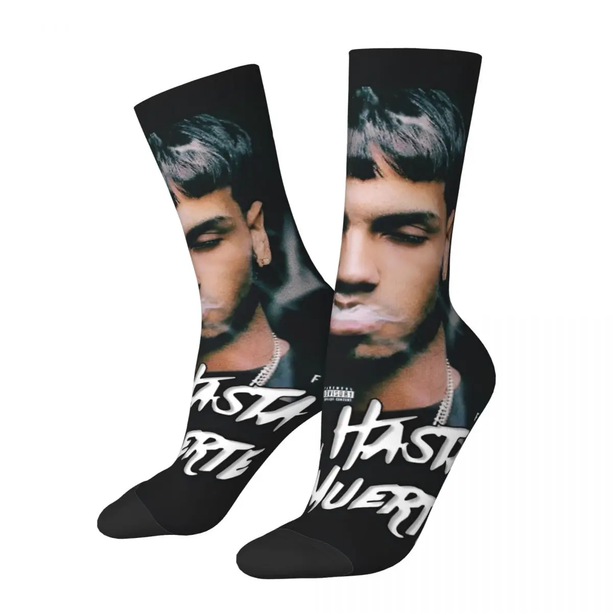 

Fashion Male Men Socks Novelty Anuel AA Rapper Hip Hop Singer Sock Polyester Skateboard Women Stockings Spring Winter