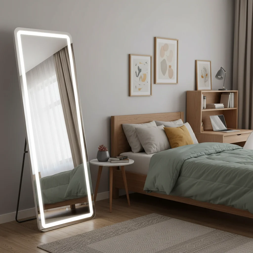 

71.3" Full Length LED Mirror, Lighted Vanity Floor Mirror for Bedroom Dorm, Illuminated Modern Design