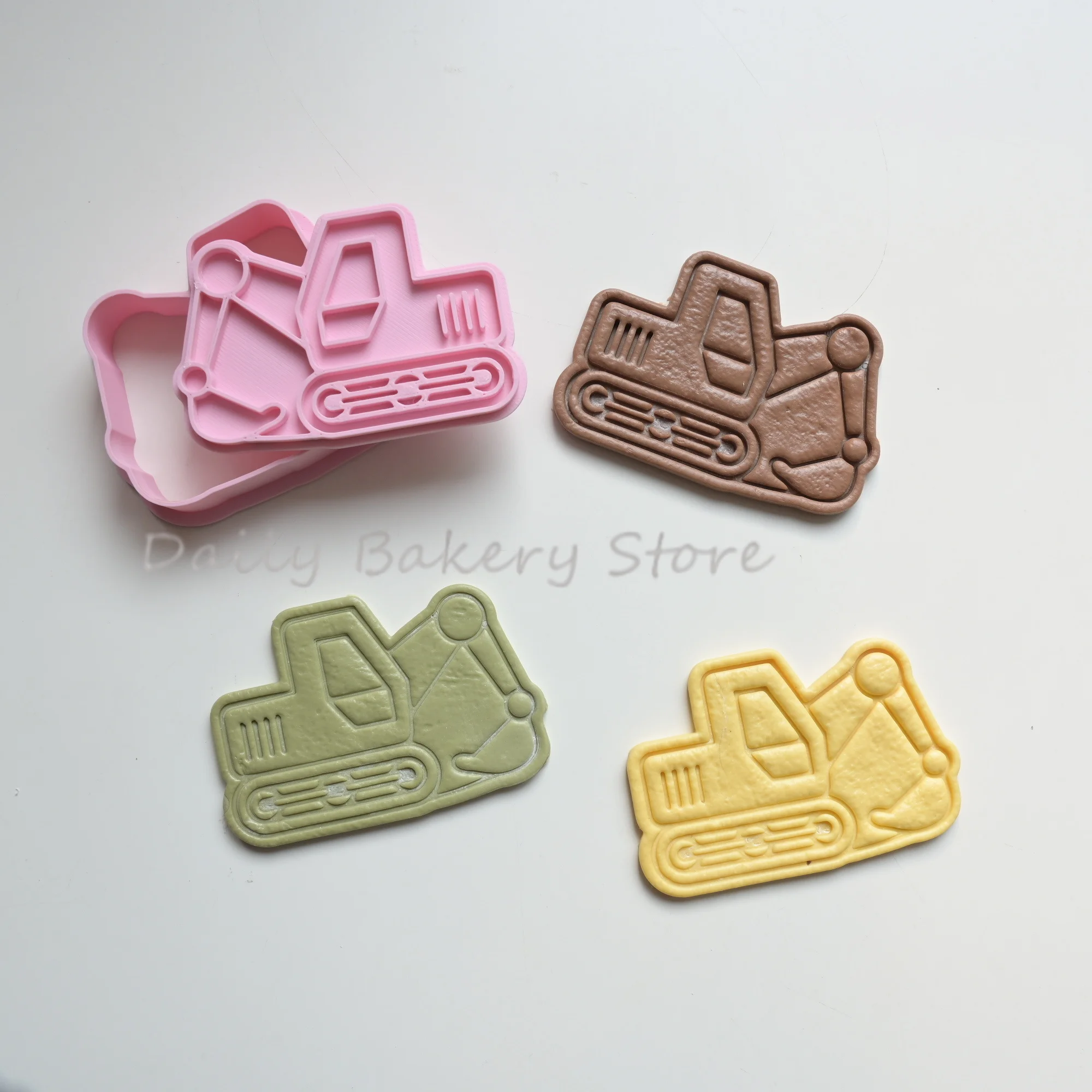 Cortadores de Galletas con Forma de Excavadora, Moldes para Galletas de Excavadora, Molde Prensable para Galletas, Estampador de Galletas DIY, Utensilios de Cocina para Hornear
