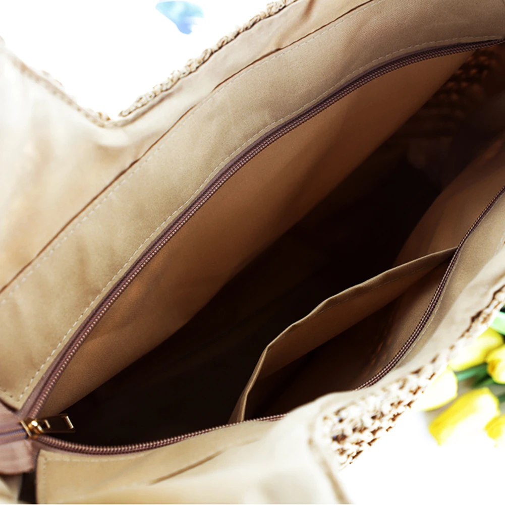 الصيف حقيبة حمل على الشاطئ للنساء القش حقائب كتف الرافية المنسوجة الكروشيه حقيبة يد المحافظ الروطان كبير السفر القش حقيبة تسوق