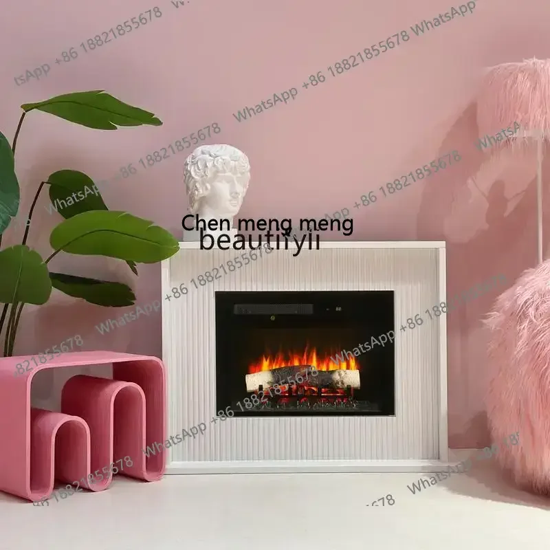 cc182R French solid wood fireplace decorative cabinet French ivory white living room TV cabinet