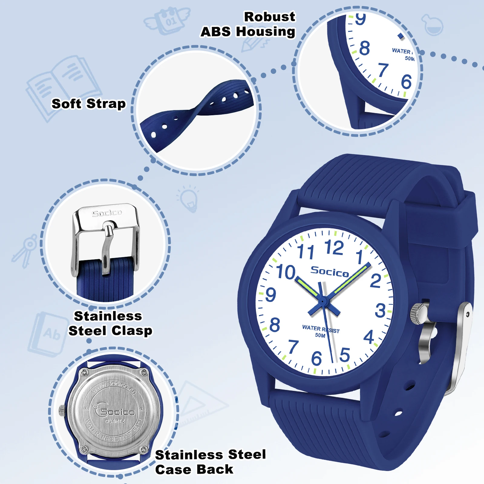 Socico Fashion Cartoon Children's Watch Soft Band Strap For Boys Girls Quartz Women Watch Christmas Gift Kids Analog Watch