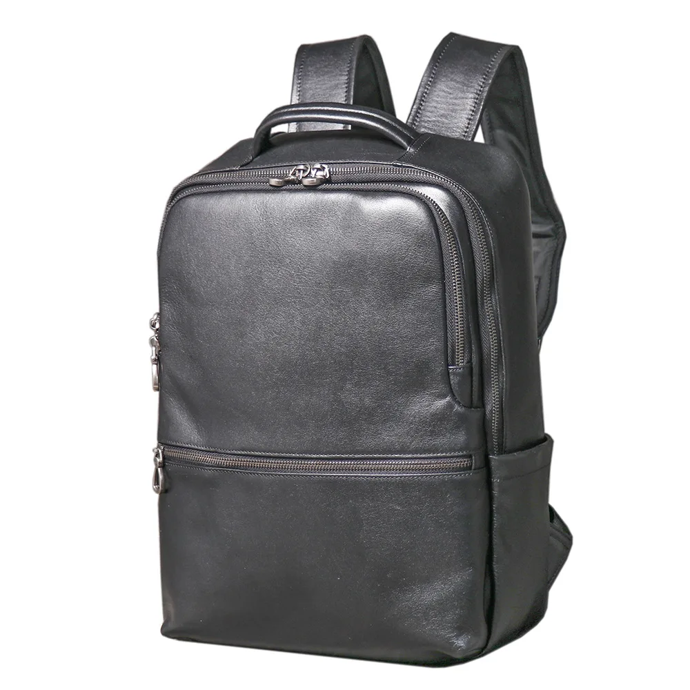 New Men's Genuine Leather Travel Backpack - Large Capacity Laptop Bag, Carry-On Luggage with Luggage Sleeve for Business Trip