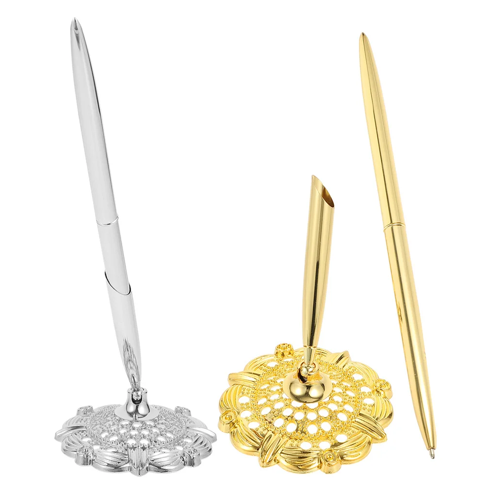 

2 шт. изысканных шариковых ручек с подставкой, роскошный металлический письменный инструмент для корпоративных мероприятий, офисов, банков, свадебных книг для гостей