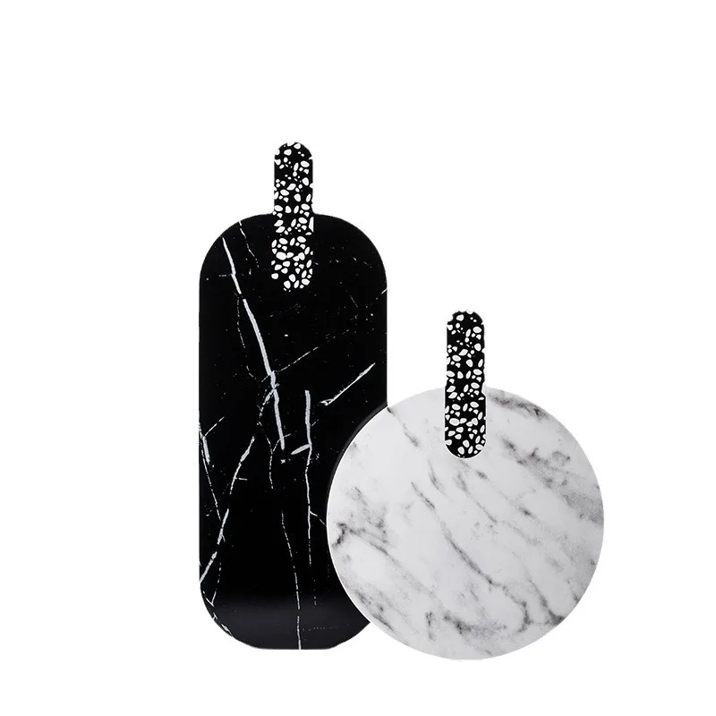 

Black and white terrazzo, splicing black and white marble, resin cutting board, creative breadboard