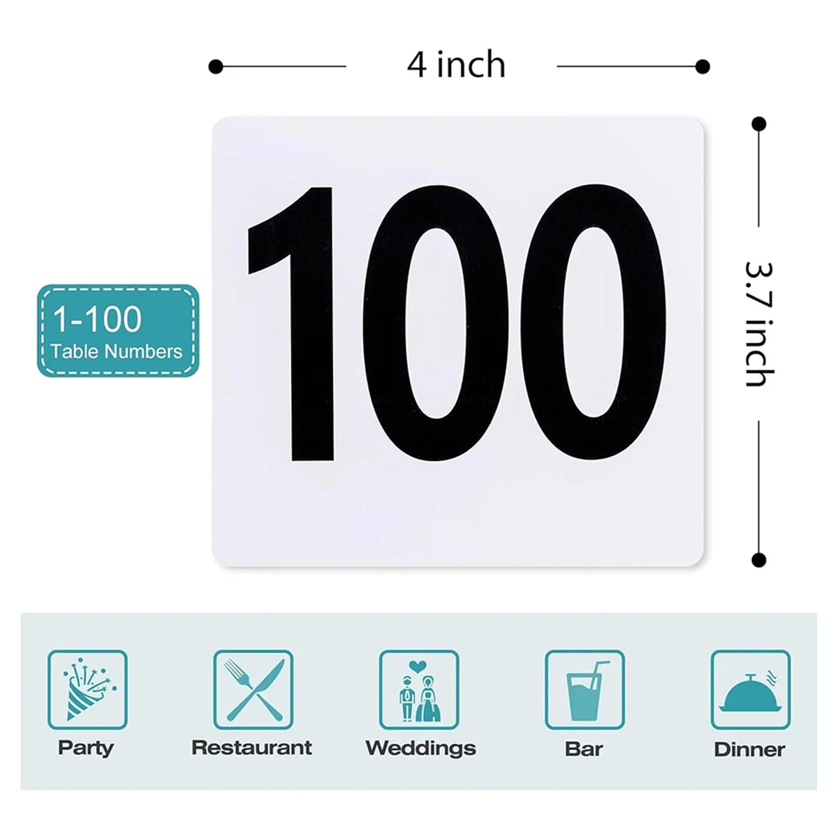 

100Pcs Table Numbers 1-100,Plastic Table Numbers, Double Sided Table Number Cards for Wedding Reception Restaurant Table