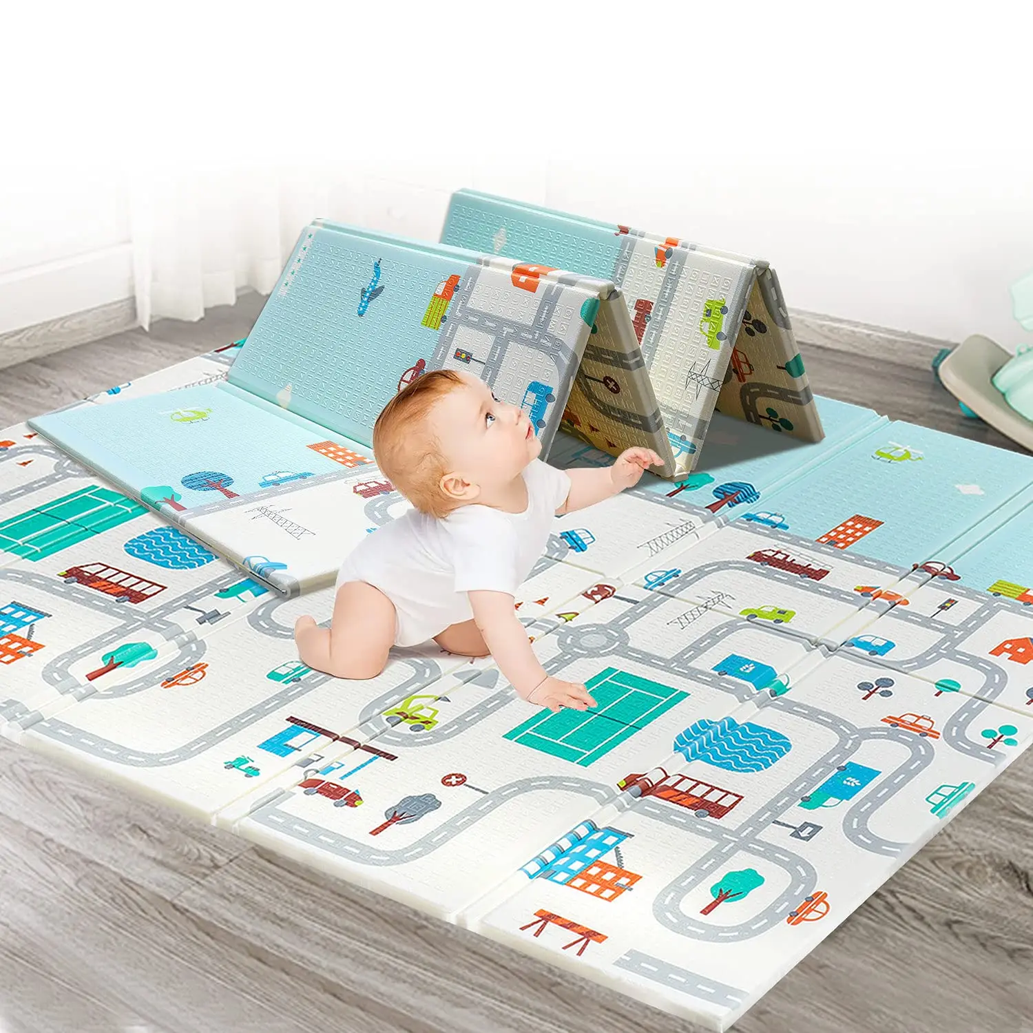 

2025 XPE Folding Crawling Mats Cartoon Double-sided Baby Climbing Mat Thickened Baby And Children's Play Mat Home Folding Mats