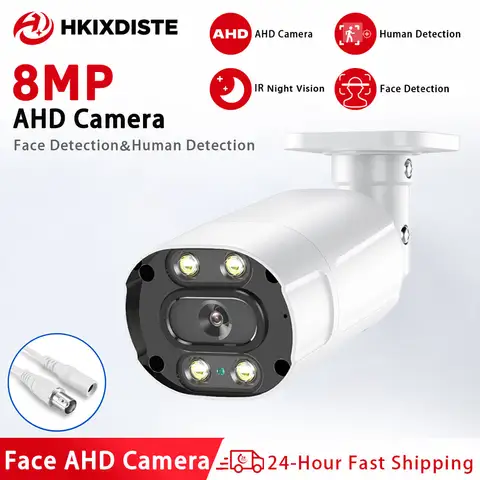 Outdoor Bullet 8MP AHD CCTV Camera Security Camera Face Detection Human Detection IR Night Vision BNC Analog Surveillance Camera