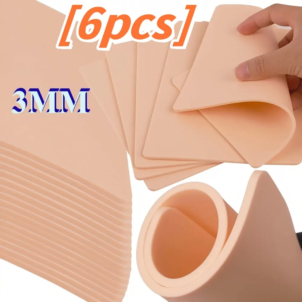 

DQFART 6pcs Light Beige 3mm Blank Tattoo Practice Skin Double Sides Fake Light Beige Tattoo for Beginners And Tattoo Artists